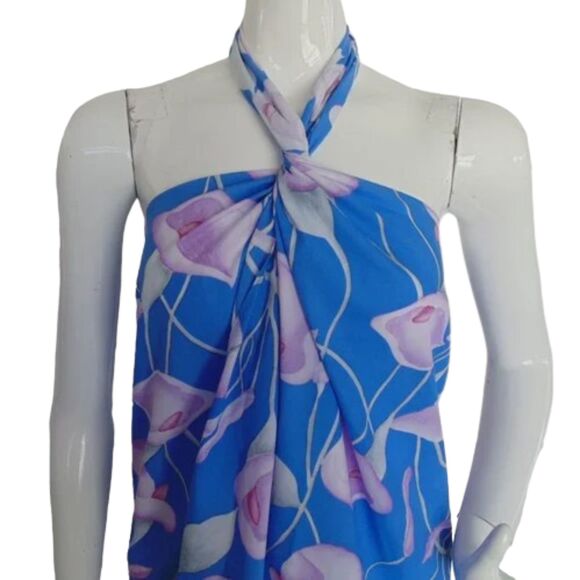 new Vintage HILO HATTIE True Wrap/Sarong/Pareo, OS, Blue Floral, Maxi Dress - Picture 2 of 16
